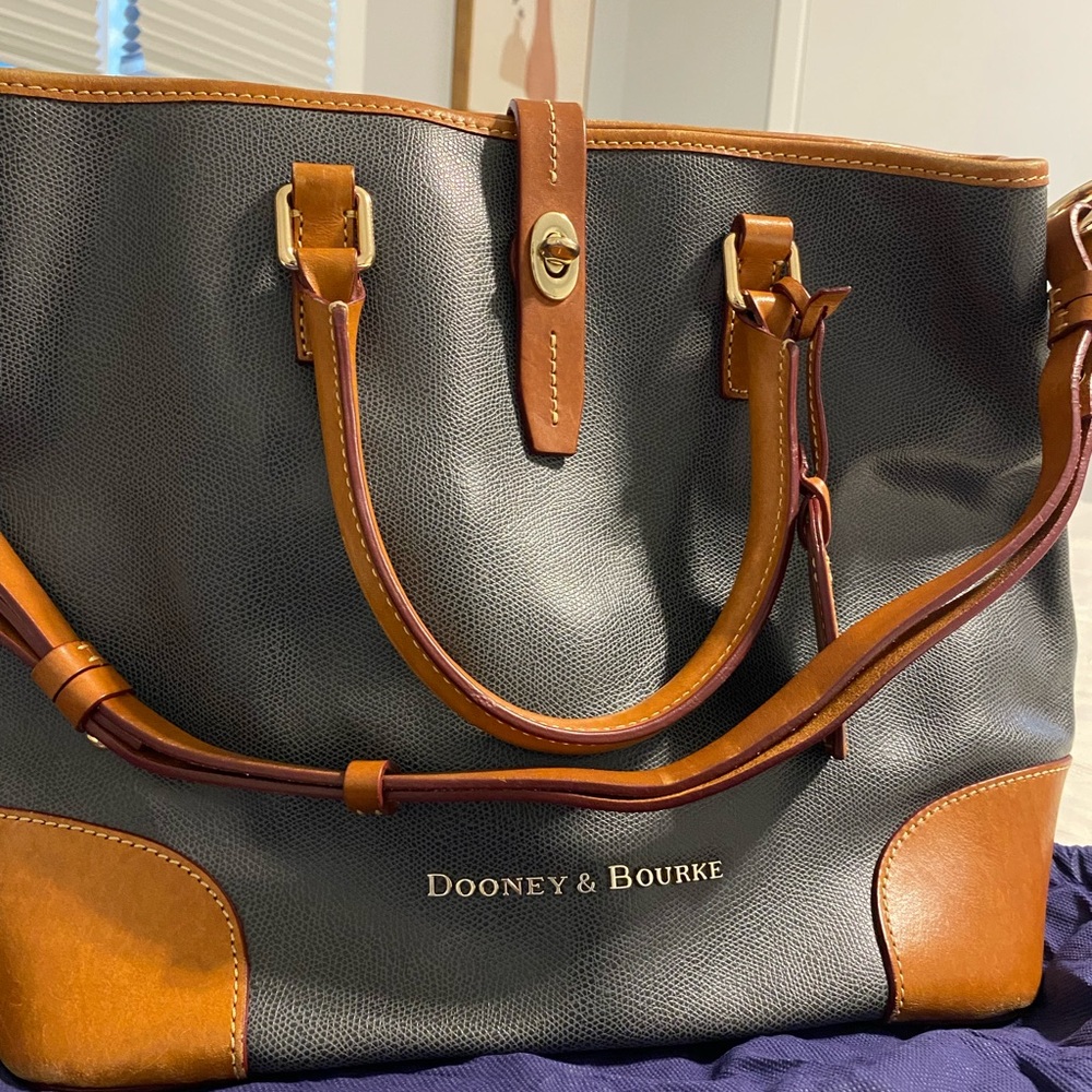 Dooney & Bourke Charcoal and Tan Leather Tote